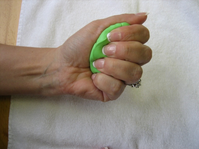 Photograph of hand strength training using Putty exercises